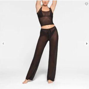SKIMS Mesh Rhinestone Swim Cover-Up Pants – Onyx, Size Large (NWT)